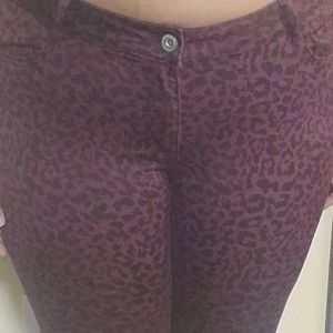 Burgundy Leopard-Print Jeans